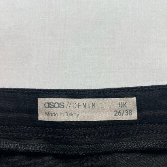 Asos Denim Skinny Jeans Womens Sz 26/38 US 4 Tall Streth High Rise Stretch Black - Picture 7 of 10